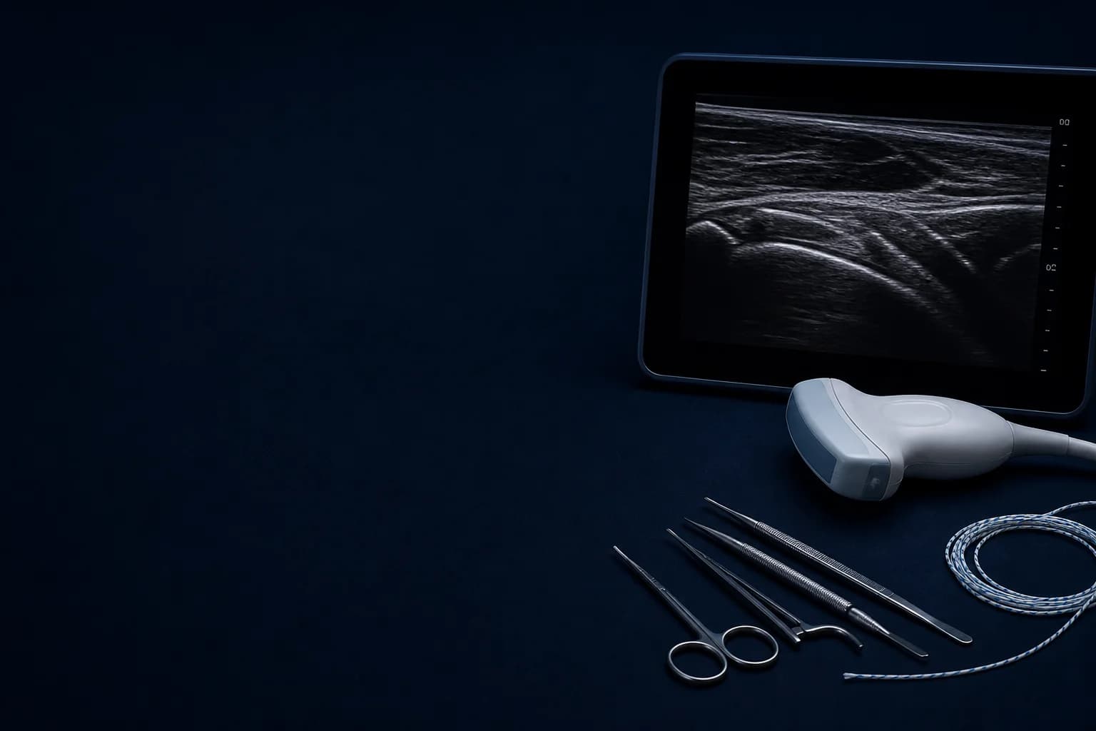 Tendon ultrasound and surgical repair instruments arranged for treatment planning