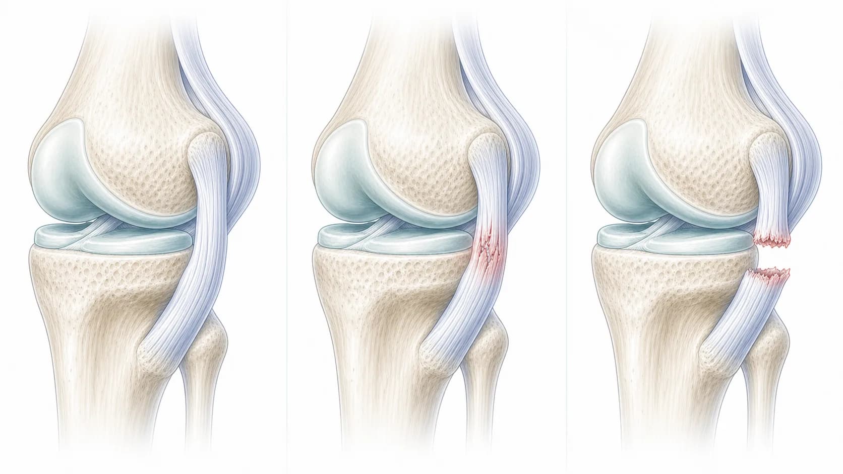 Selected ligament damage illustrated in the joint or tendon