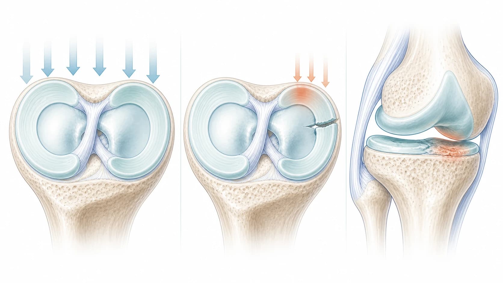 Stable meniscus damage illustrated in the joint or tendon