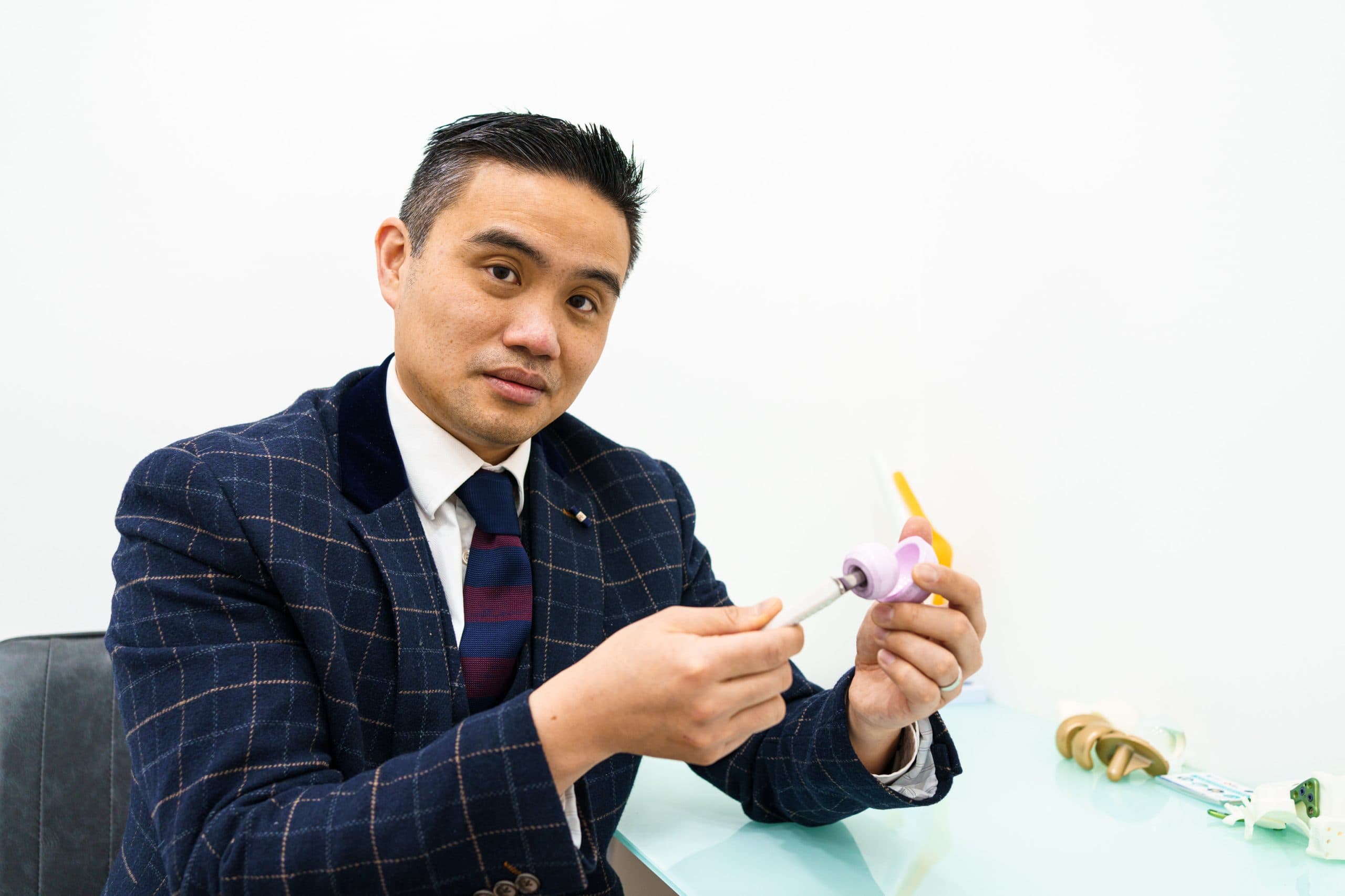 Man demonstrating medical device