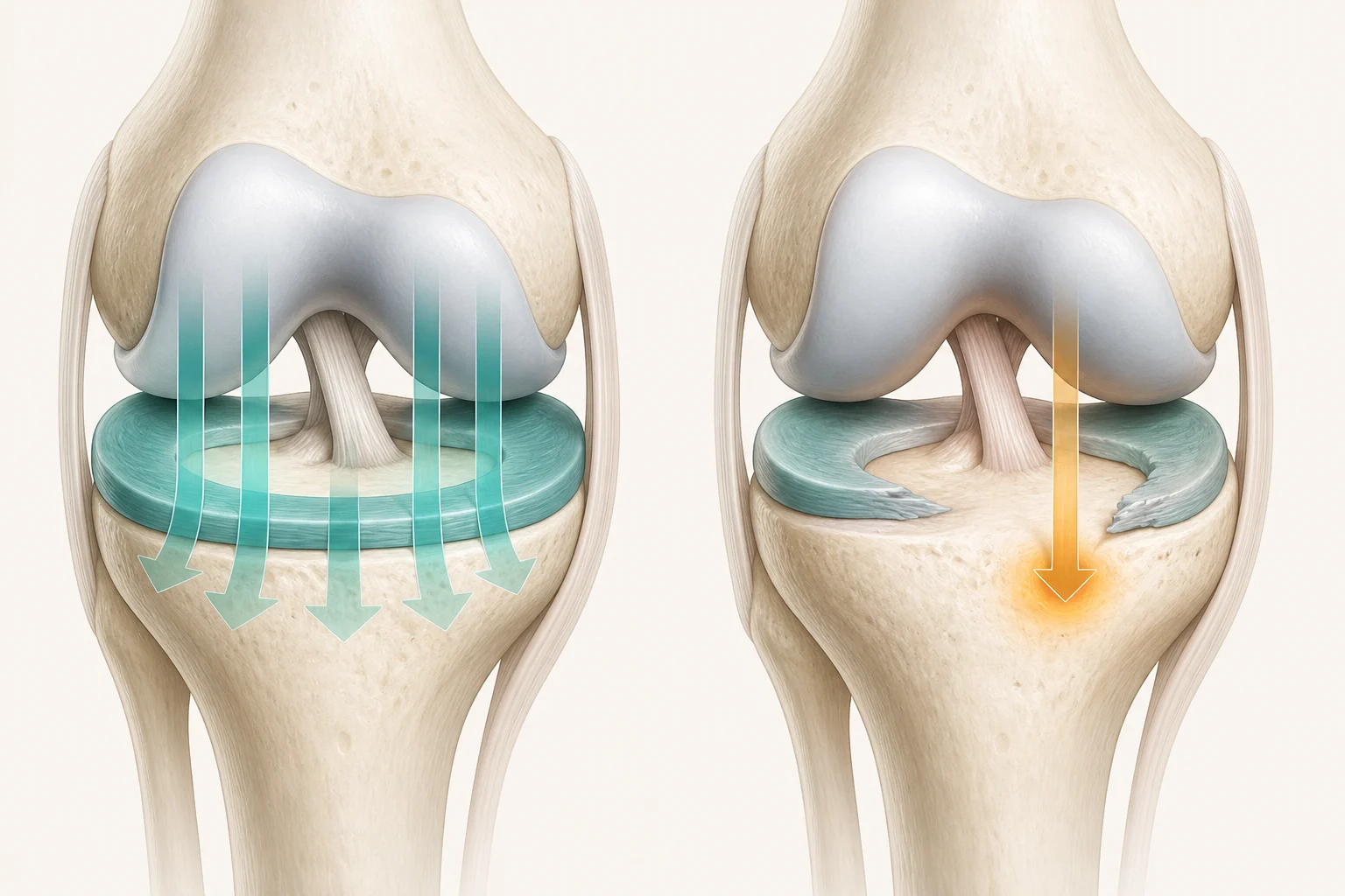 Meniscus distributing load across the knee joint